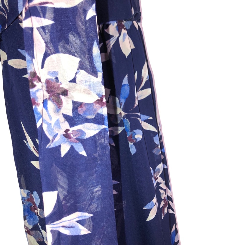 Eliza J Navy Blue Floral Halter Maxi Evening Wedding Party Dress Size 8 - Picture 10 of 14